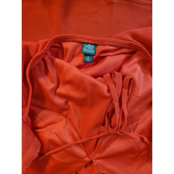 Wild Fable Long Red Dress Womens Sz M Open Back Roses J - Picture 3 of 5